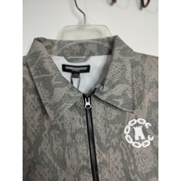 M1050) Crooks & Castles Camo Snake Skin Twill Military Zip Up Shacket Medium - Picture 4 of 12
